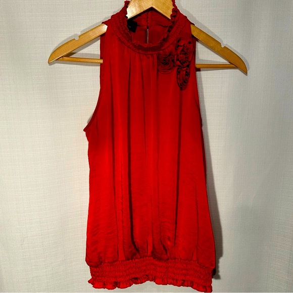 AB Studio Burnt Orange High Neck Sleeveless Blouse Size Medium - Picture 2 of 10